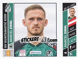 Sticker Marcel Ziegl - Österreichische Fußball Bundesliga 2016-2017 - Panini