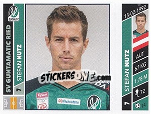 Sticker Stefan Nutz - Österreichische Fußball Bundesliga 2016-2017 - Panini