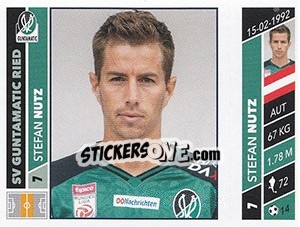 Figurina Stefan Nutz - Österreichische Fußball Bundesliga 2016-2017 n. 177 - Panini