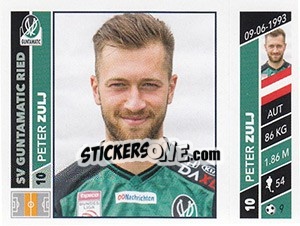 Sticker Peter Zulj - Österreichische Fußball Bundesliga 2016-2017 n. 179 - Panini