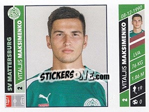 Figurina Vitaljis Maksimenko - Österreichische Fußball Bundesliga 2016-2017 n. 225 - Panini