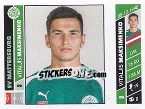 Sticker Vitaljis Maksimenko - Österreichische Fußball Bundesliga 2016-2017 - Panini