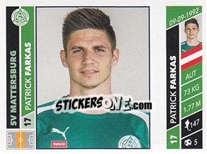 Sticker Patrick Farkas - Österreichische Fußball Bundesliga 2016-2017 n. 228 - Panini