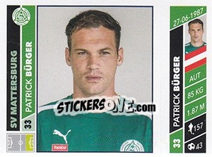 Sticker Patrick Bürger - Österreichische Fußball Bundesliga 2016-2017 - Panini