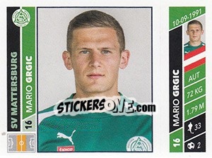 Sticker Mario Grgic - Österreichische Fußball Bundesliga 2016-2017 - Panini