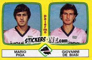 Sticker Mario Piga / Giovanni De Biasi - Calciatori 1985-1986 n. 491 - Panini
