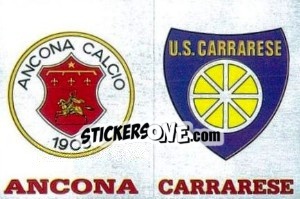 Sticker Scudetto Ancona / Carrarese - Calciatori 1985-1986 - Panini
