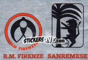 Sticker Scudetto R.M. Firenze / Sanremese - Calciatori 1985-1986 - Panini