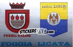Sticker Scudetto Foggia / Licata - Calciatori 1985-1986 n. 565 - Panini