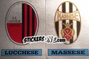 Sticker Scudetto Lucchese / Massese - Calciatori 1985-1986 n. 589 - Panini