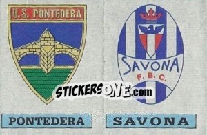 Sticker Scudetto Pontedera / Savona - Calciatori 1985-1986 n. 591 - Panini