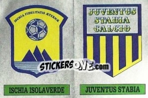 Sticker Scudetto Ischia Isolaverde / Juventus Stabia - Calciatori 1985-1986 n. 615 - Panini
