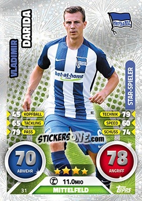 Figurina Vladimír Darida - German Fussball Bundesliga 2016-2017. Match Attax - Topps