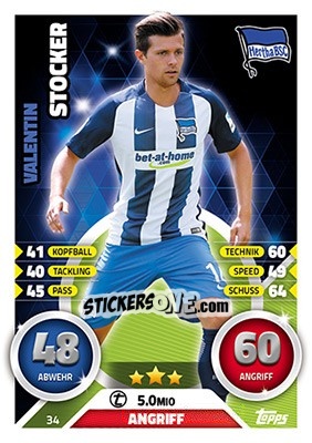 Figurina Valentin Stocker - German Fussball Bundesliga 2016-2017. Match Attax - Topps