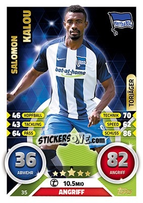 Sticker Salomon Kalou - German Fussball Bundesliga 2016-2017. Match Attax - Topps