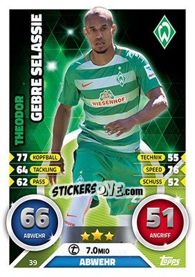 Figurina Theodor Gebre Selassie - German Fussball Bundesliga 2016-2017. Match Attax - Topps