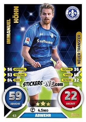 Sticker Immanuel Höhn - German Fussball Bundesliga 2016-2017. Match Attax - Topps