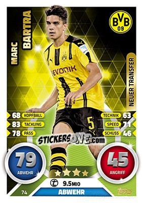 Sticker Marc Bartra - German Fussball Bundesliga 2016-2017. Match Attax - Topps