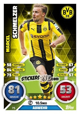 Sticker Marcel Schmelzer - German Fussball Bundesliga 2016-2017. Match Attax - Topps