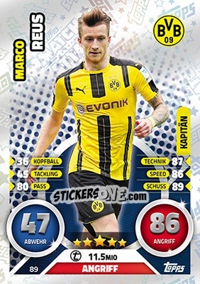 Figurina Marco Reus - German Fussball Bundesliga 2016-2017. Match Attax - Topps