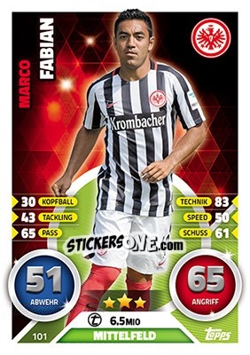 Sticker Marco Fabián - German Fussball Bundesliga 2016-2017. Match Attax - Topps