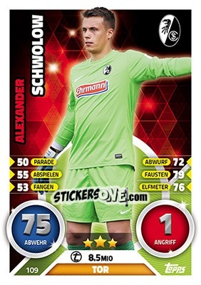 Sticker Alexander Schwolow - German Fussball Bundesliga 2016-2017. Match Attax - Topps