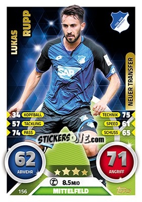 Sticker Lukas Rupp - German Fussball Bundesliga 2016-2017. Match Attax - Topps