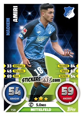 Sticker Nadiem Amiri - German Fussball Bundesliga 2016-2017. Match Attax - Topps