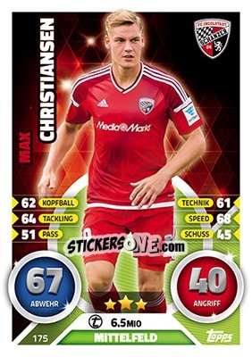 Sticker Max Christiansen - German Fussball Bundesliga 2016-2017. Match Attax - Topps