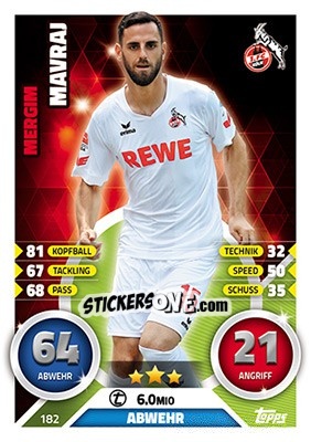 Cromo Mërgim Mavraj - German Fussball Bundesliga 2016-2017. Match Attax - Topps