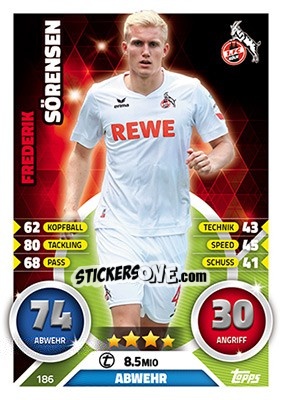 Figurina Frederik Sørensen - German Fussball Bundesliga 2016-2017. Match Attax - Topps