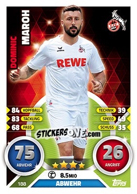 Sticker Dominic Maroh - German Fussball Bundesliga 2016-2017. Match Attax - Topps