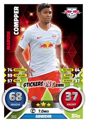 Cromo Marvin Compper - German Fussball Bundesliga 2016-2017. Match Attax - Topps