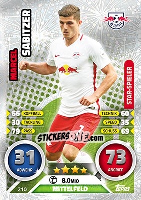 Sticker Marcel Sabitzer - German Fussball Bundesliga 2016-2017. Match Attax - Topps