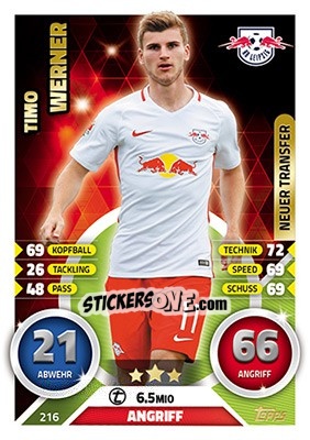 Figurina Timo Werner - German Fussball Bundesliga 2016-2017. Match Attax - Topps