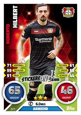 Figurina Roberto Hilbert - German Fussball Bundesliga 2016-2017. Match Attax - Topps