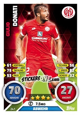 Figurina Giulio Donati - German Fussball Bundesliga 2016-2017. Match Attax - Topps