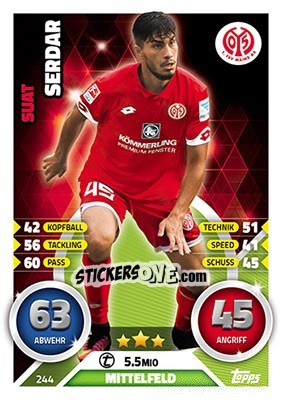 Sticker Suat Serdar - German Fussball Bundesliga 2016-2017. Match Attax - Topps