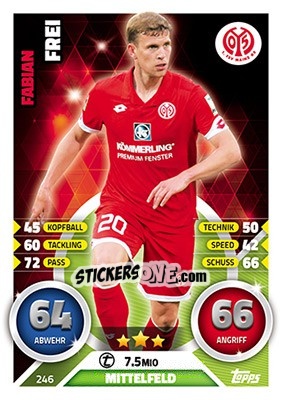 Sticker Fabian Frei - German Fussball Bundesliga 2016-2017. Match Attax - Topps