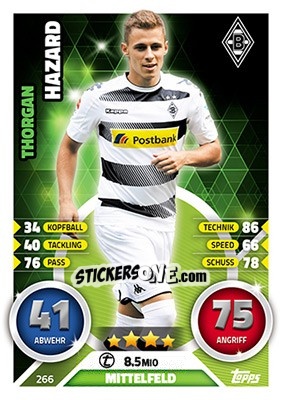 Sticker Thorgan Hazard - German Fussball Bundesliga 2016-2017. Match Attax - Topps