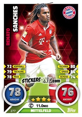 Sticker Renato Sanches - German Fussball Bundesliga 2016-2017. Match Attax - Topps