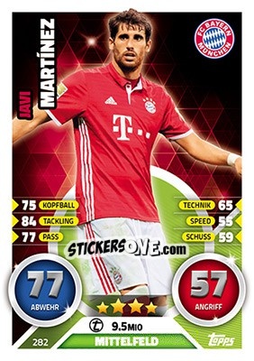 Figurina Javi Martínez - German Fussball Bundesliga 2016-2017. Match Attax - Topps