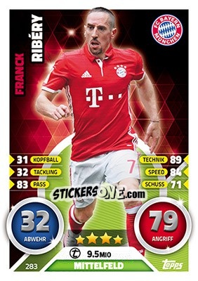 Cromo Franck Ribéry - German Fussball Bundesliga 2016-2017. Match Attax - Topps