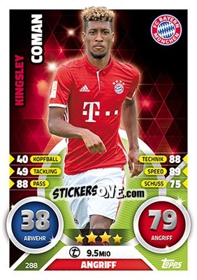 Figurina Kingsley Coman - German Fussball Bundesliga 2016-2017. Match Attax - Topps