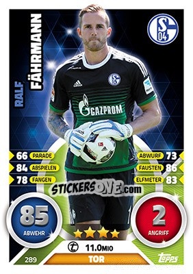 Cromo Ralf Fährmann - German Fussball Bundesliga 2016-2017. Match Attax - Topps