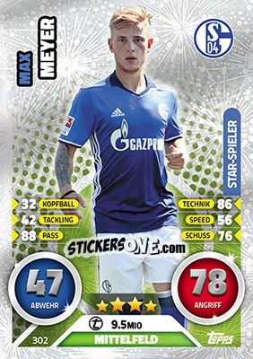 Sticker Max Meyer - German Fussball Bundesliga 2016-2017. Match Attax - Topps