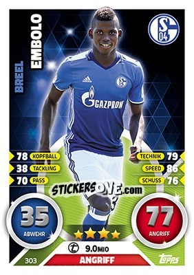Sticker Breel Embolo - German Fussball Bundesliga 2016-2017. Match Attax n. 303 - Topps