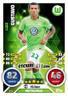 Sticker Luiz Gustavo - German Fussball Bundesliga 2016-2017. Match Attax - Topps