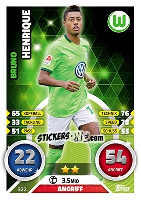 Figurina Bruno Henrique - German Fussball Bundesliga 2016-2017. Match Attax - Topps