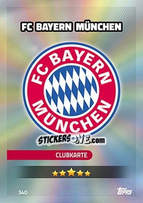 Sticker FC Bayern München - German Fussball Bundesliga 2016-2017. Match Attax - Topps
